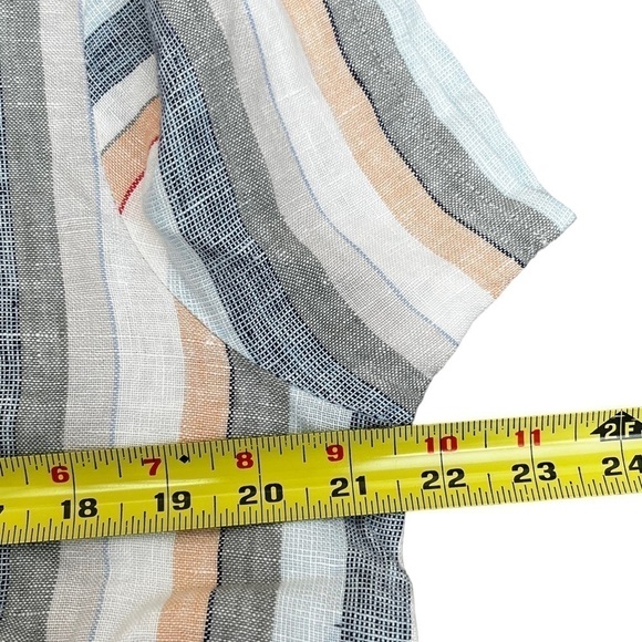 YEST Multi Stripe Short Sleeve Linen Blouse NWT - Picture 7 of 9